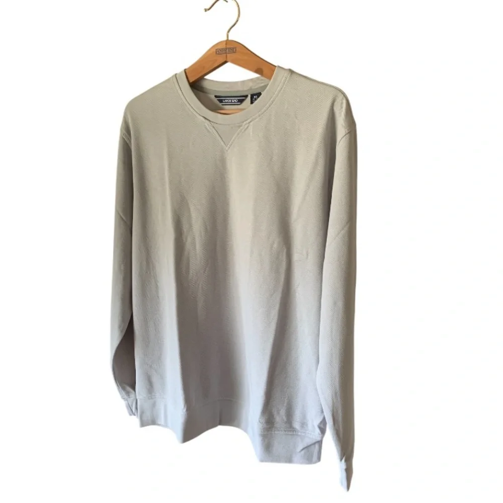 LANDSEND Men’s Long Sleeve Crew Neck Mid Weight Textured Soft Leisure Top - Picture 4 of 5